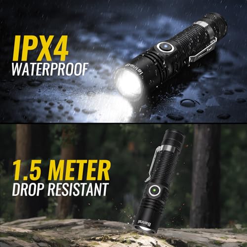 Rechargeable Tactical Flashlights, High Lumens Small Mini USB-C LED Flashlight, Compact EDC Flash Light, 4 Modes&Memory Fu...