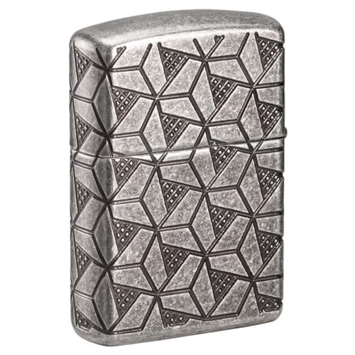Zippo Lighter: Armor MultiCut Geometric Deep Carve - Antique Silver 49883