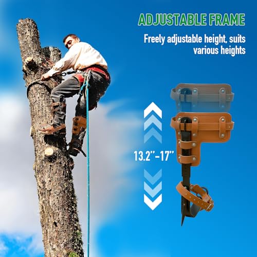 Poakkus Tree Climbing Spikes Set,Tree Climbing Gear, 1 Pair Alloy Steel Climbing Spurs,350lbs Load Capacity with Safety Se...