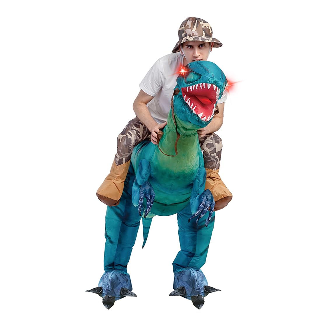GOOSH Inflatable Dinosaur Costume for Adult Riding T Rex Funny Blow up Women Man Costume for Halloween Fancy Dress Party Cosplay