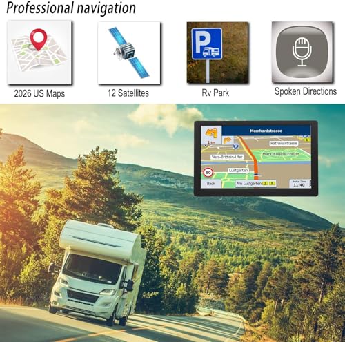 LOVPOI Truck GPS Commercial Drivers 2025, Trucker Car GPS Navigator, 9 inch Navigation System with Latest 2026 Maps Lifeti...