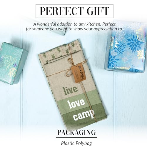 Pavilion Gift Company - Live Love Camp - Tea Towel Set of 2 Woodsy Outdoorsy Adventure Cabin Camping Camper Camp RV Tent