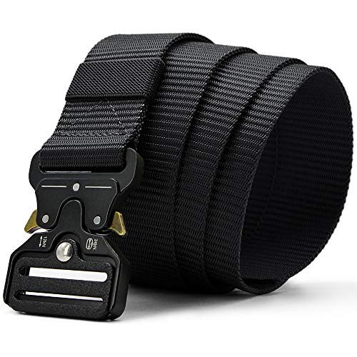 Men's Tactical Belt,Military Rigger Elastic Nylon Belt 2-Pack,with Retainer Quick Release Metal Buckle outdoors