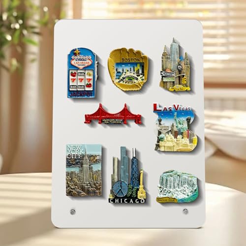 2 Pack 11x8 Inch Magnetic Metal Bulletin Board - Magnet Display Stand with 6 Magnets for Home, School, Kitchen, Office (Wh...
