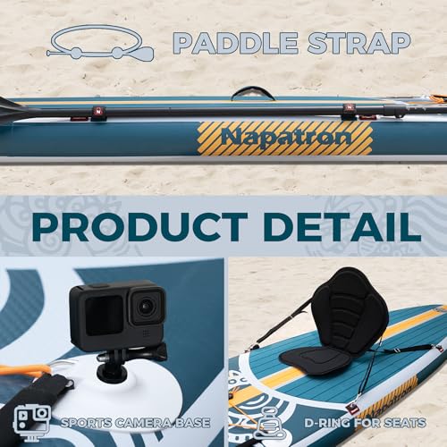 Napatron Inflatable Paddle Board, 10'6" Ultra Lightweight SUP with Adjustable Paddle, Anti-Slip Deck,Coiled Leash & Carry ...