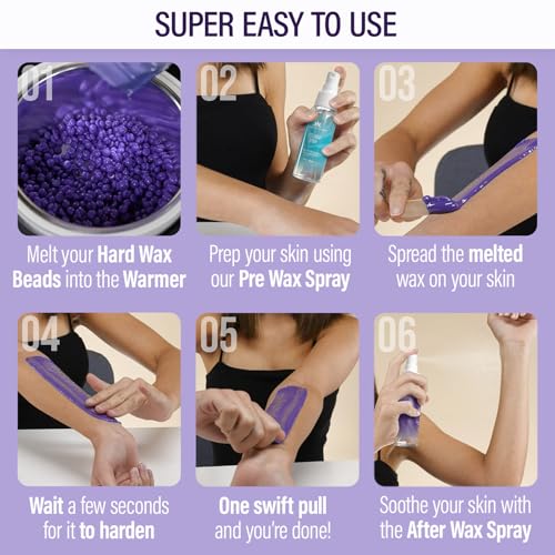 Tress Wellness Waxing Kit for Sensitive Skin, Safe for Face & Skin, Prep & Aftercare Spray, Easy to Use, At-Home Kit for F...