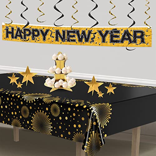 Beistle Gold 3-D Foil Star Centerpieces, 9-Count – Metallic Starry Table Decorations in 3 Sizes for New Year’s Eve, Awards...