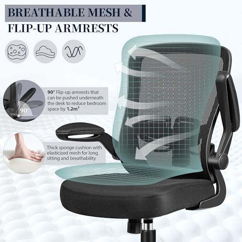 FelixKing Office Chair - Ergonomic Desk Chair with Adjustable Height, 360° Swivel, Flip-up Armrests, Flexible Tilt, Comfy ...