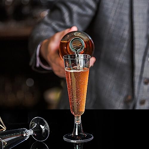 SUREHOME Plastic Champagne Flutes Disposable Champagne Glasses 20 Pack 5 Oz Clear Plastic Mimosa Glasses Acrylic Wedding T...