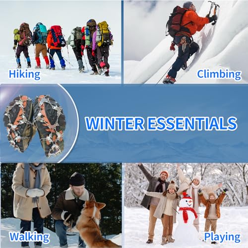 Crampons for Shoes, Footwear Traction Cleats Ice Snow Grips with 32 Stainless Steel Spikes, Shoe Anti - Slip Boots Spikes ...