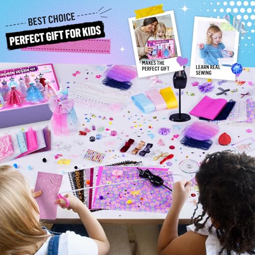 ONE TO FOUR 800+Pcs - Fashion Designer Kit for Girls with 6 Mannequins - Arts and Crafts Kit- Sewing Kit for Kid Ages 8-12...