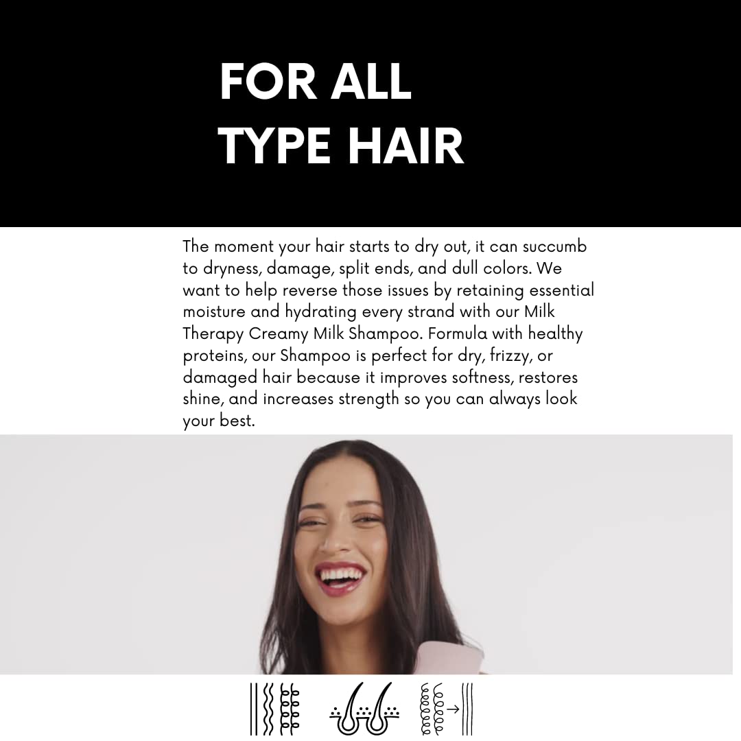 Morfose Professional Milk Therapy Creamy Hair Shampoo for Dry, Damaged, or Brittle Strands, Repairs and Protects, fuller, health