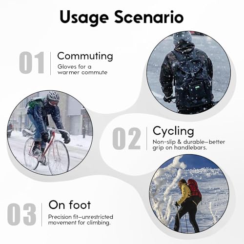 Insulated Thermal Winter Gloves with Touchscreen Compatibility - Waterproof Design for Outdoor Sports