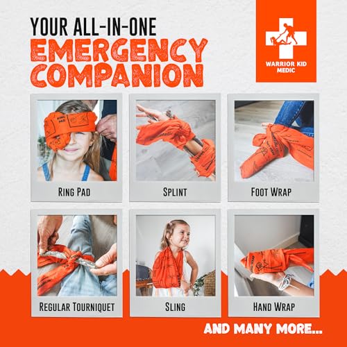 Warrior Kid Medic First Aid Triangular Bandage for Splint, Sprain and Broken Bones Support, 100% Cotton, 3 Pack with Case