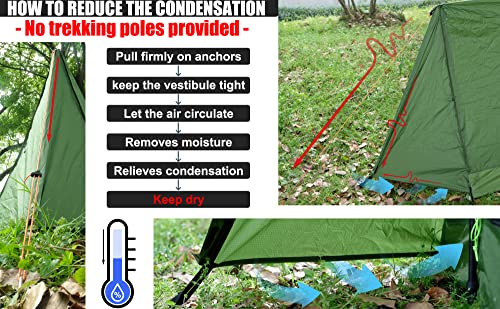 2-Person Trekking Pole Tent for Backpacking - Ultralight A-Frame Backpacking Tent, Two Person Waterproof Hiking Tent for C...