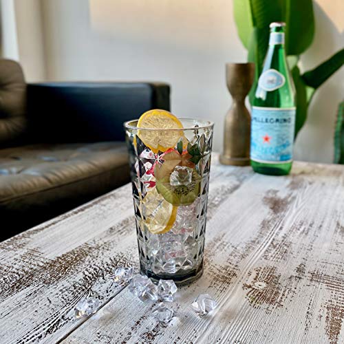 KLIFA- CUPID- 16 & 21 ounce, Set of 8, Acrylic Drinking Glasses, Tumbler Highball Glass Set, BPA-Free, Stackable Plastic D...