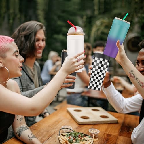Universal Iced Coffee Sleeve - Insulated Double Wall Reusable Stainless Steel Holder Sleeves Insulator for Cold Drinks Fit...