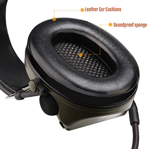 Retevis EHK007 Tactical Headset,Hunting & Shooting Earmuffs with Mic, Sound Amplification, Noise Reduction Walkie Talkie H...