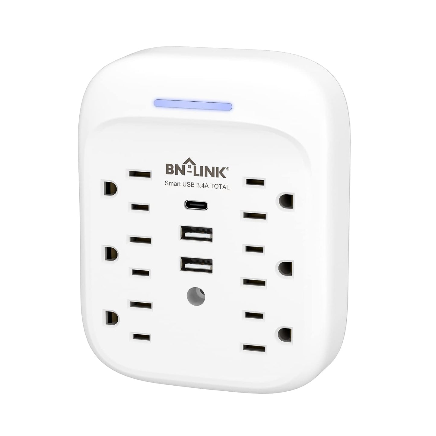 Bn-Link Surge Protector Usb Wall 6 Outlet Extender With 3 Usb Ports (Usb C), Multi Plug Outlet Expander, Electrical Splitter For