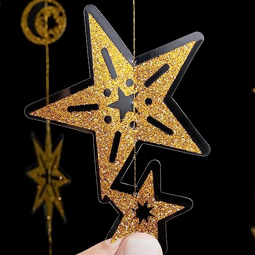 Cheerland Glitter Gold Star Garlands Star Party Decoration Celestial Streamer Space Birthday Decorations Galaxy Backdrop H...