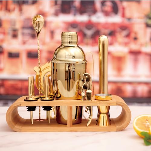 JNWINOG 12Pcs-Cocktail Shaker Set Stainless Steel Bartending Kit 18.6oz Cocktail Bar Set Cocktail Mix Drink Making Kit Pro...