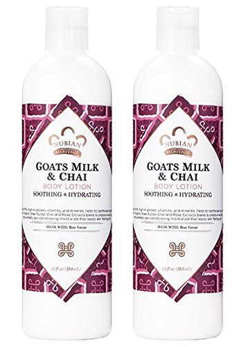 Nubian Heritage Goat's Milk & Chai Body Lotion (Pack of 2) with Shea Butter, Cocoa Seed Butter, Olive Oil, Aloe Vera Juice, Swee