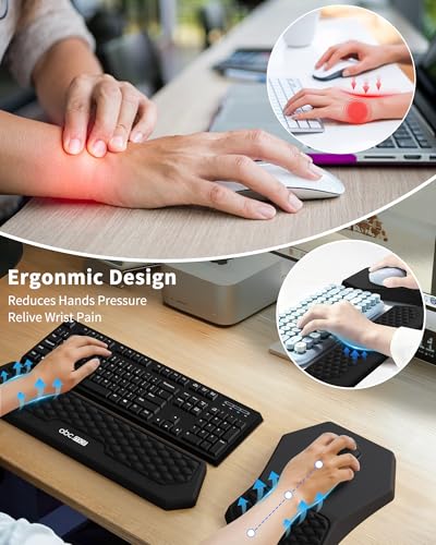 Ergonomic Mouse Pad and Keyboard Wrist Rest Support Set, Massage Design Mousepad for Carpal Tunnel Pain Relief, Memory Foa...