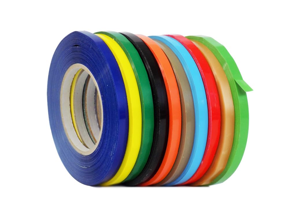 WOD Rainbow 8 Pack, Poly Bag Sealer Tape - 1/2 inch x 180 yds. for Color Coding Age of Perishables, Food Storage, Pack,Aging and Sealing Meat, Candy, or Gifts BSTC22PVC