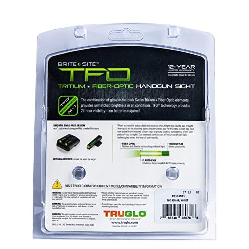 Truglo TFO Tritium & Fiber-Optic Handgun Sight, Durable Compact High-Visible Front & Rear Night Sight Set, Compatible with Sig Sauer Handguns