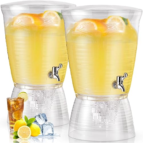 Tioncy 2 Pcs Acrylic Beverage Dispenser with Spigot 2.7 Gallon/ 10 l Clear Drink Water Dispenser Countertop with Detachabl...