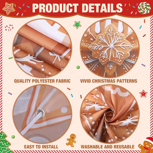 Panelee Christmas Gingerbread House Photo Booth Props Gingerbread Life Size Door Banner Decorations Fabric Backdrop for Xm...