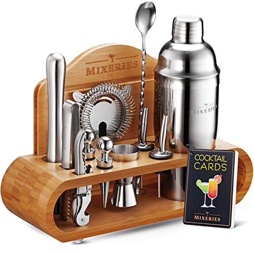 Mixology Bartender Kit with Stand - 19 Piece Bar Set Cocktail Shaker Set, Drink Mixer Set for Home Bar with All Bar Access...