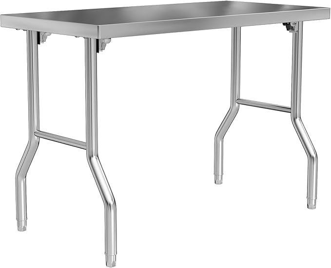 Chingoo Stainless Steel Folding Table 48 x 24 Inch Commercial Workbench, Collapsible Portable Utility Table for Kitchen, O...