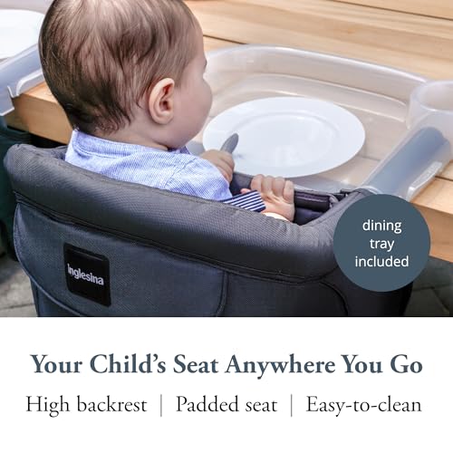 Inglesina Fast Table Chair - Black + Fast Dining Tray - Portable Baby High Chair - for Babies & Toddlers up to 37 lbs - Fi...