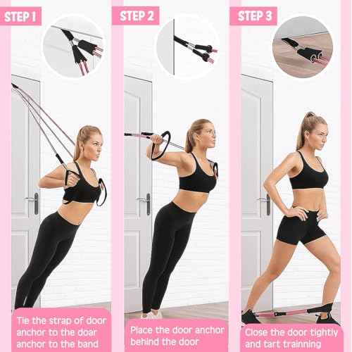 Pilates Bar Kit with Resistance Bands, Multifunctional youga bar for Women & Men – Portable Pilates Workout Equipment for ...