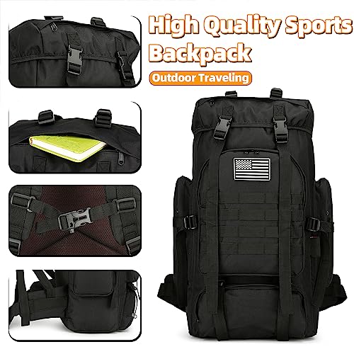 Bkcmy 45L Hiking Backpack Waterproof Travel Backpack Lightweight Outdoor Daypack Camping Backpack for Men Women (Black)
