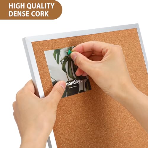 2 Pack Cork Bulletin Board, Double Sided Pin Boards with Silver Aluminum, Desktop Small Cork Boards with Stand Suitable fo...