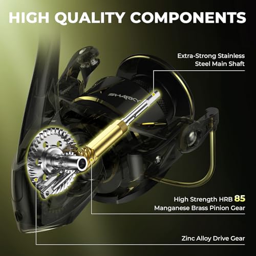 KastKing Sharky Spinning Reel – 5.2:1 & 6.2:1 Gear Ratios, Carbon Fiber Drag 33–39.5LB, 10+1 Stainless Bearings, Lightweig...