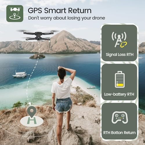 Holy Stone HS175D GPS Drone with 4K Camera for Adults, Under 249g, Foldable RC Quadcopter with Auto Return, 46 Mins Long F...