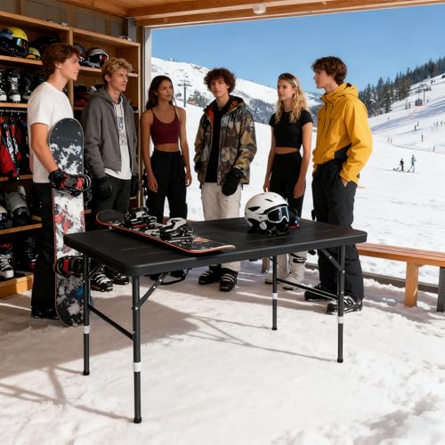 ICSPOID Folding Table, 4FT/6 FT Foldable Table with Carrying Handle, Steel Legs Heavy Duty Portable Utility Table for Part...