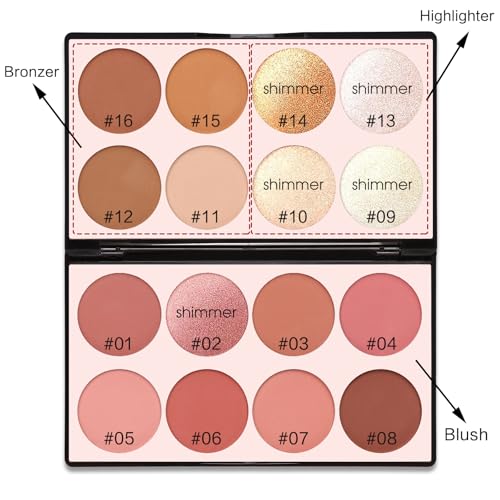 16 Colors Contour Palette Make up - Blush Highlighters Bronzer Powder All in one Makeup Palettes Contour Kit - Face Cosmet...