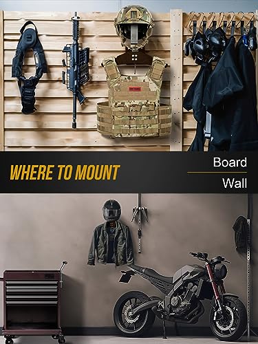 OneTigris Tactical Gear Wall Mount, Motorcycle Helmet Holder Wall Mount Stand, Plate Carrier Rack Jacket Hanger Display Or...