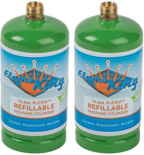 Flame King Refillable 1LB Empty Propane Cylinder Tank (2-Pack) and Flame King Propane Torch Weed Burner
