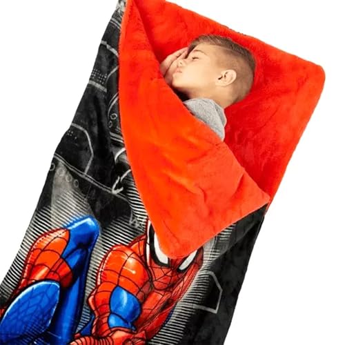 Marvel Spiderman Slumber Bag Set for Boys - Bundle of 54x56 Inches Spider-Man Sleeping Bag, Stickers, More | Spiderman Sil...