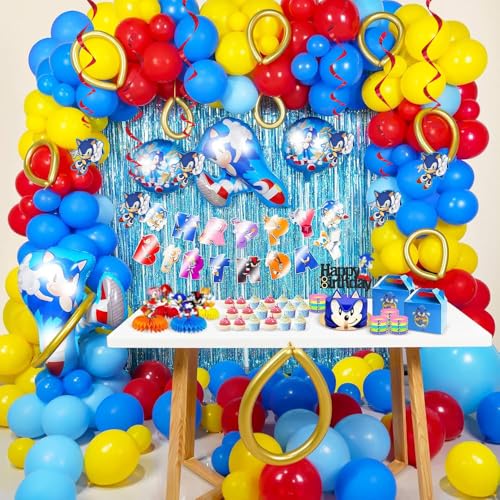 Sonic the Hedgehog Hanging Swirl Decorations (Pack of 3) - Eye-Catching Red & Blue Design, Perfect for Indoor & Outdoor Use