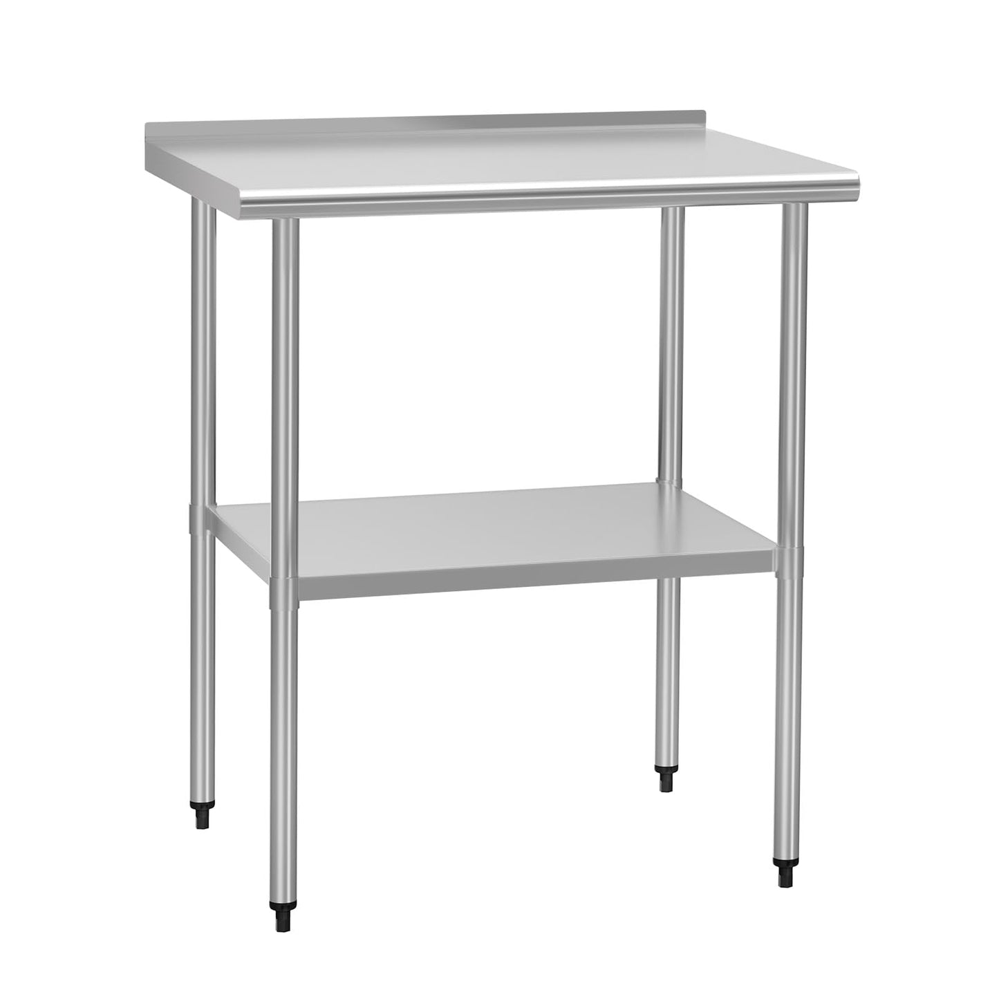 HOCCOT Stainless Steel Table 24" x 30" with Adjustable Undershelf and Backsplash, Commercial Metal Workstations for Kitchen, Garage, Outdoor BBQ