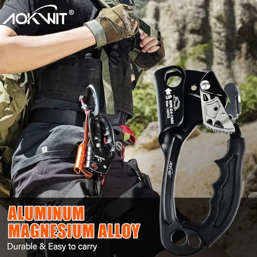 UIAA & CE Certified Rope Ascender Aluminum Alloy Rock Climbing Gear Strong Rigging Rappelling Equipment for Rock Tree Clim...
