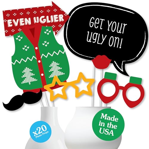 Big Dot of Happiness Ugly Sweater Party Props, Ugly Sweater Decorations, Holiday and Christmas Party Photo Booth Props Ki...