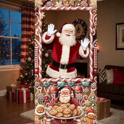 WNSMYJDP Large Christmas Photo Booth Props Fun Frame Banner for Merry Christmas Party Decorations DIY Picture Props for Ho...