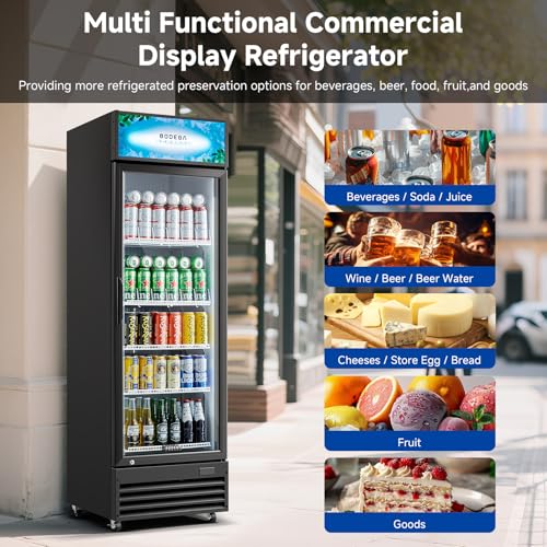 BODEGACOOLER Beverage Refrigerator and Cooler, Commercial Refrigerators with 4 shelves, Commercial Fridge with Soft LED Li...